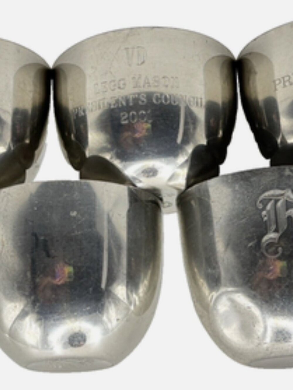 Vintage Kirk Stieff Pewter Jefferson Cup Set 5 P50 Monticello Legg Mason USA